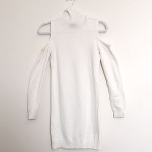 Open shoulder sweater dress